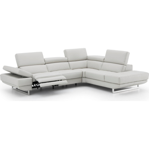 Annalaise Sectional Sofa with Right Facing Chaise in Silver Grey Leather
